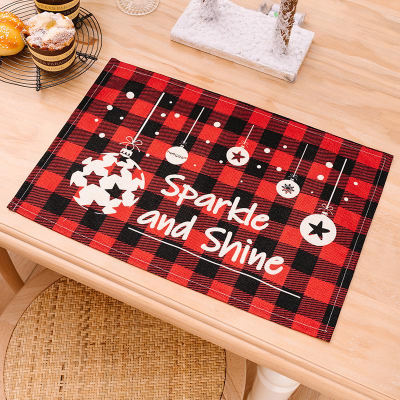 Plaid Christmas & New Year Table Mat - Heat-Resistant Home Decoration Placemat
