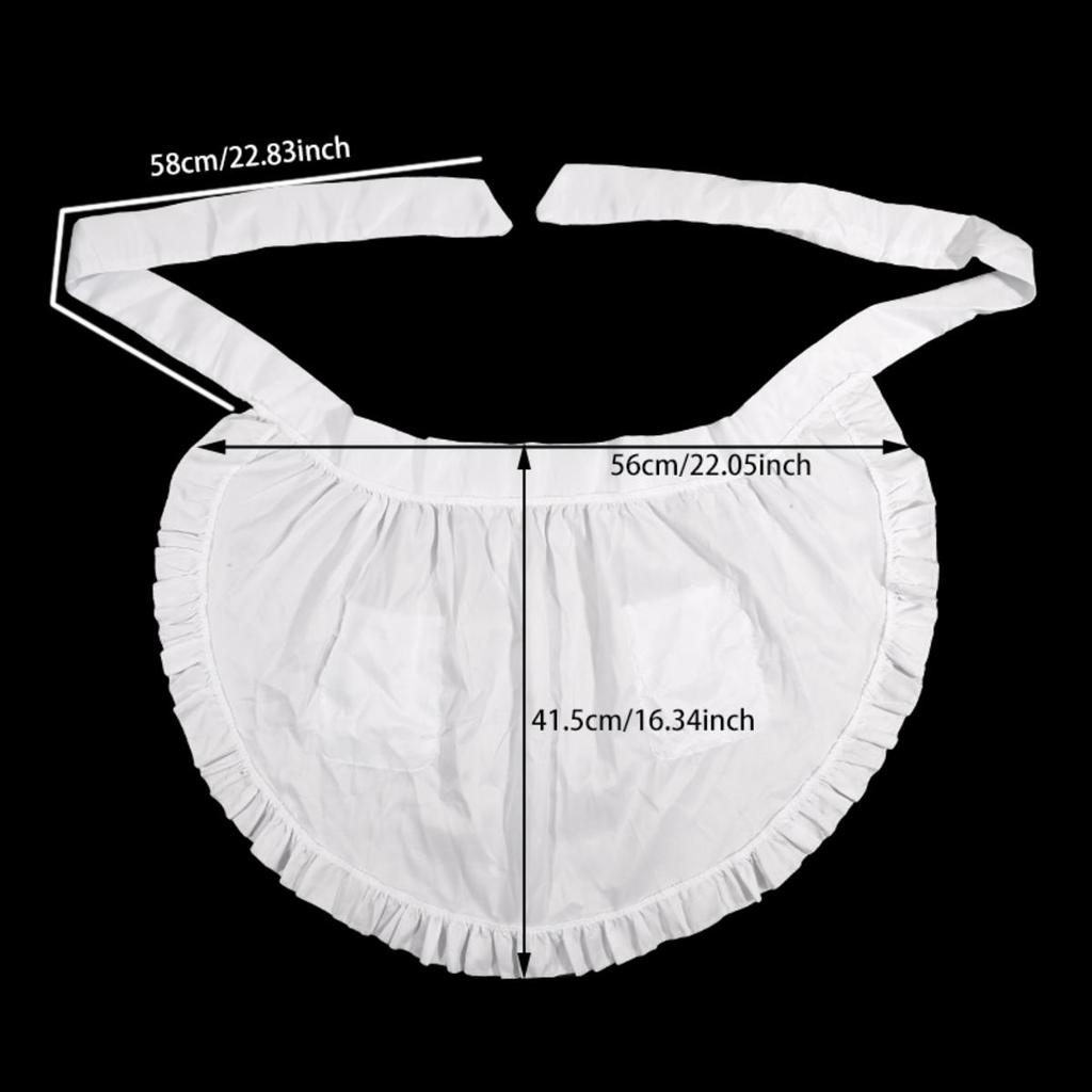 Lace/Ruffled Decor Woman Apron Half Waist Short Cosplay Maid Lolita Pinafore Baking Kitchen Cleaning Bib with Pocket