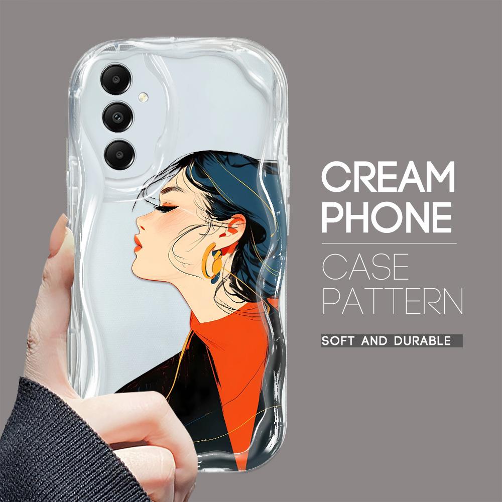 

Милый мультяшный узор, кремовая текстура, мягкий силиконовый чехол с волнистыми краями, чехол для телефона Samsung Samsung A16 5G прозрачный