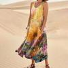 Women's Casual Fashion Flower Printed Sleeveless Pocket Dress