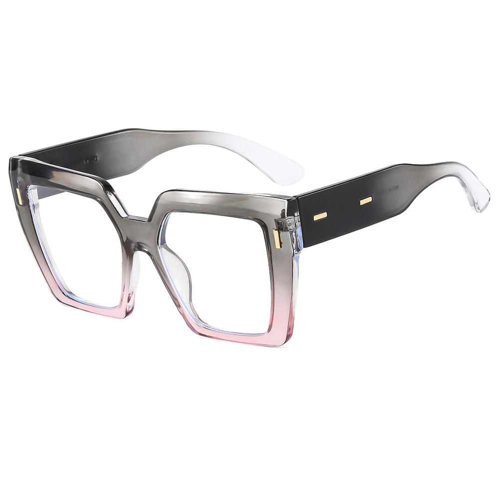 Vintage Uv400 Protection Wide Leg Plain Glass Spectacles Square Gradient Shades Sunglasses for Women Pc Unisex Uv400 Sunglasses