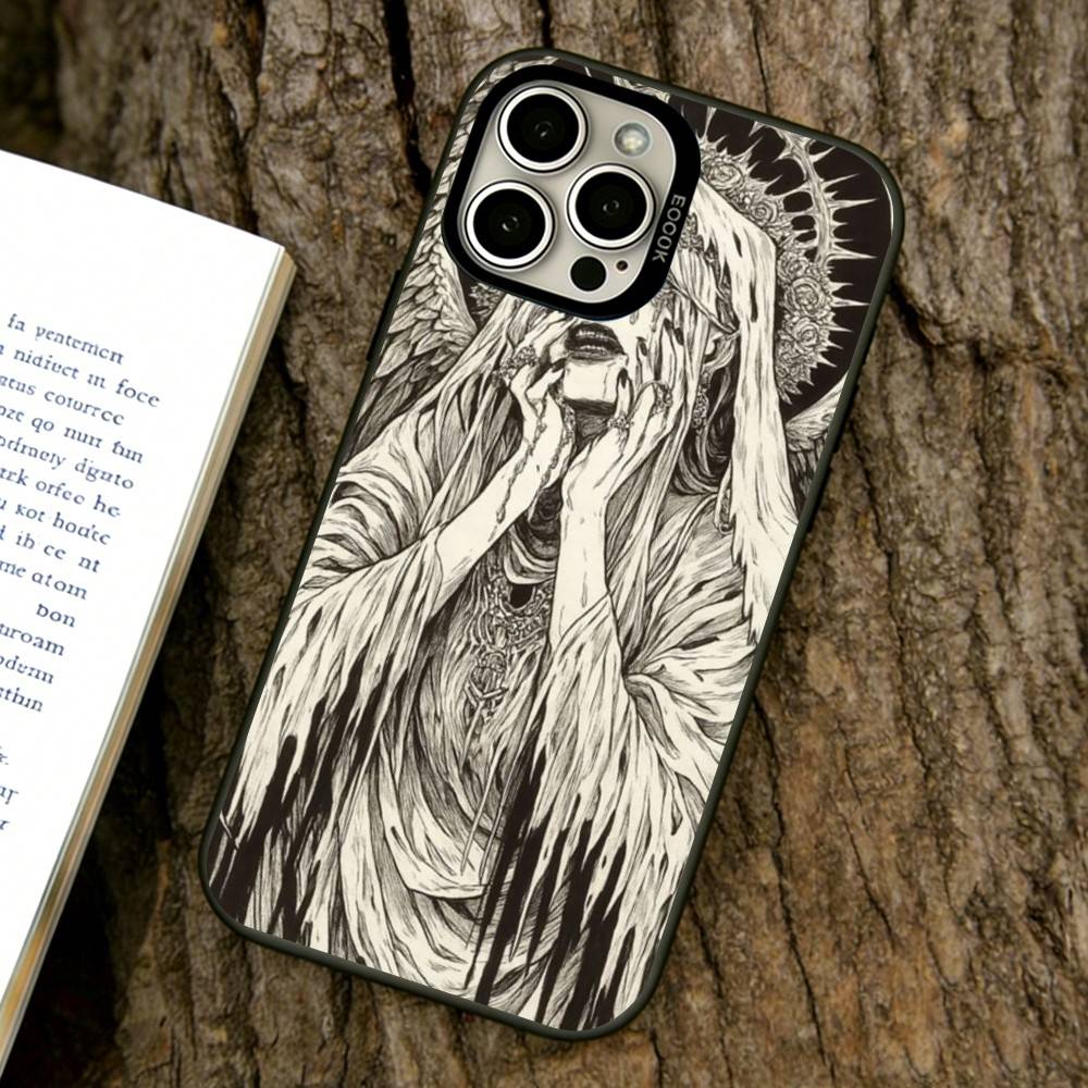 Art Black Angels and Demons Phone Case For iPhone 17,16,15,14,13,12,11 Plus,Pro Max,XS,Colorful Silver Phone Case Funda Cover