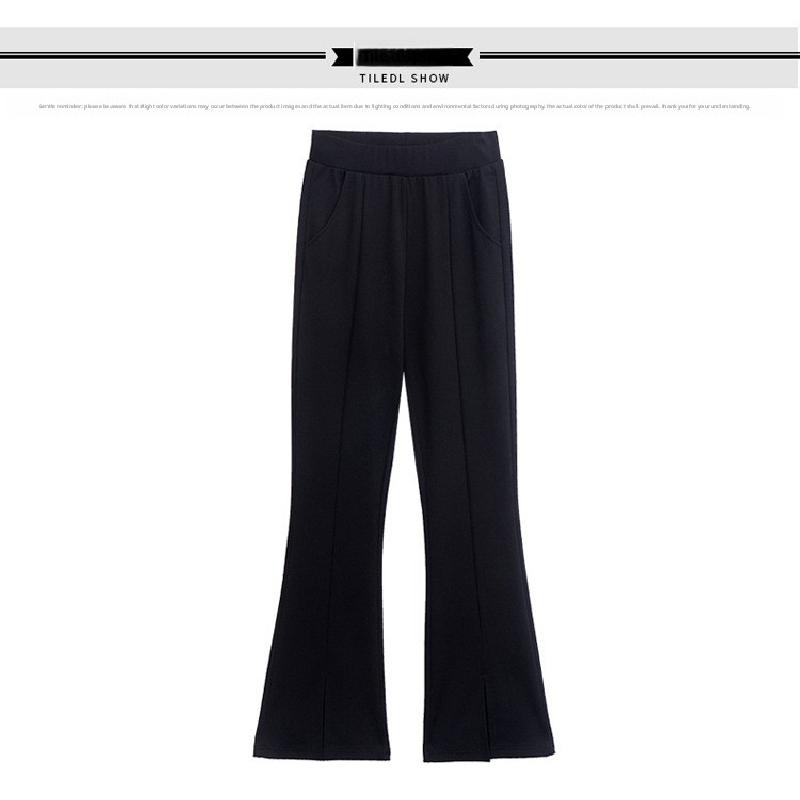 New 2026 Split Flared Pants with Drape Effect, High-waisted Plus-size Cropped Casual Pants