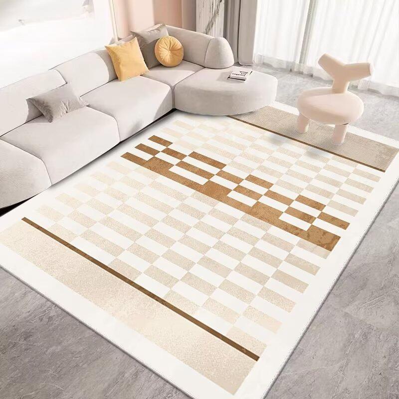 

Modern Style Living Room Decoration Cream Carpet Fluffy Soft Rugs for Bedroom Abstract Design Plush Rug Home Thickened Floor Mat 60x90cm