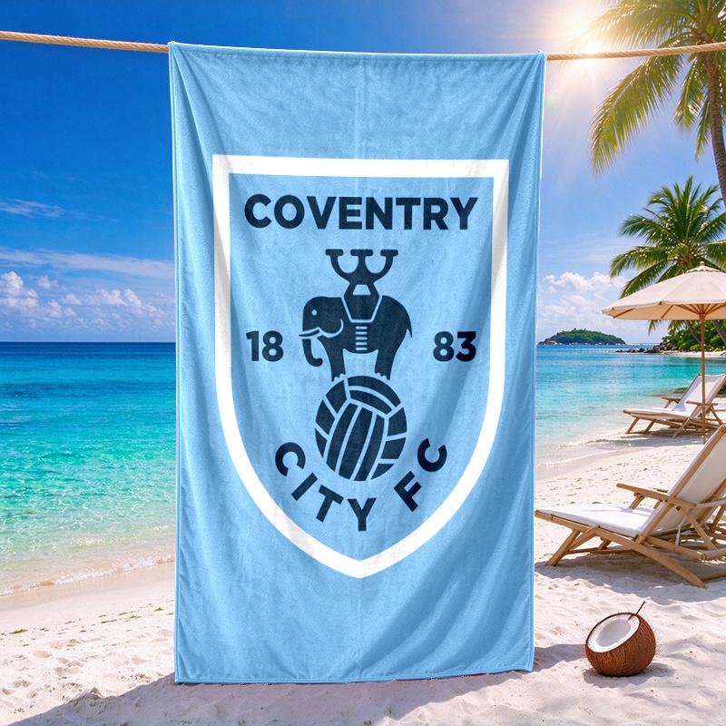 Coventry City FC Football Cres Quick-drying soft and absorbent beach towel—perfect for beach trips swimming outdoor camping and travel an essential b