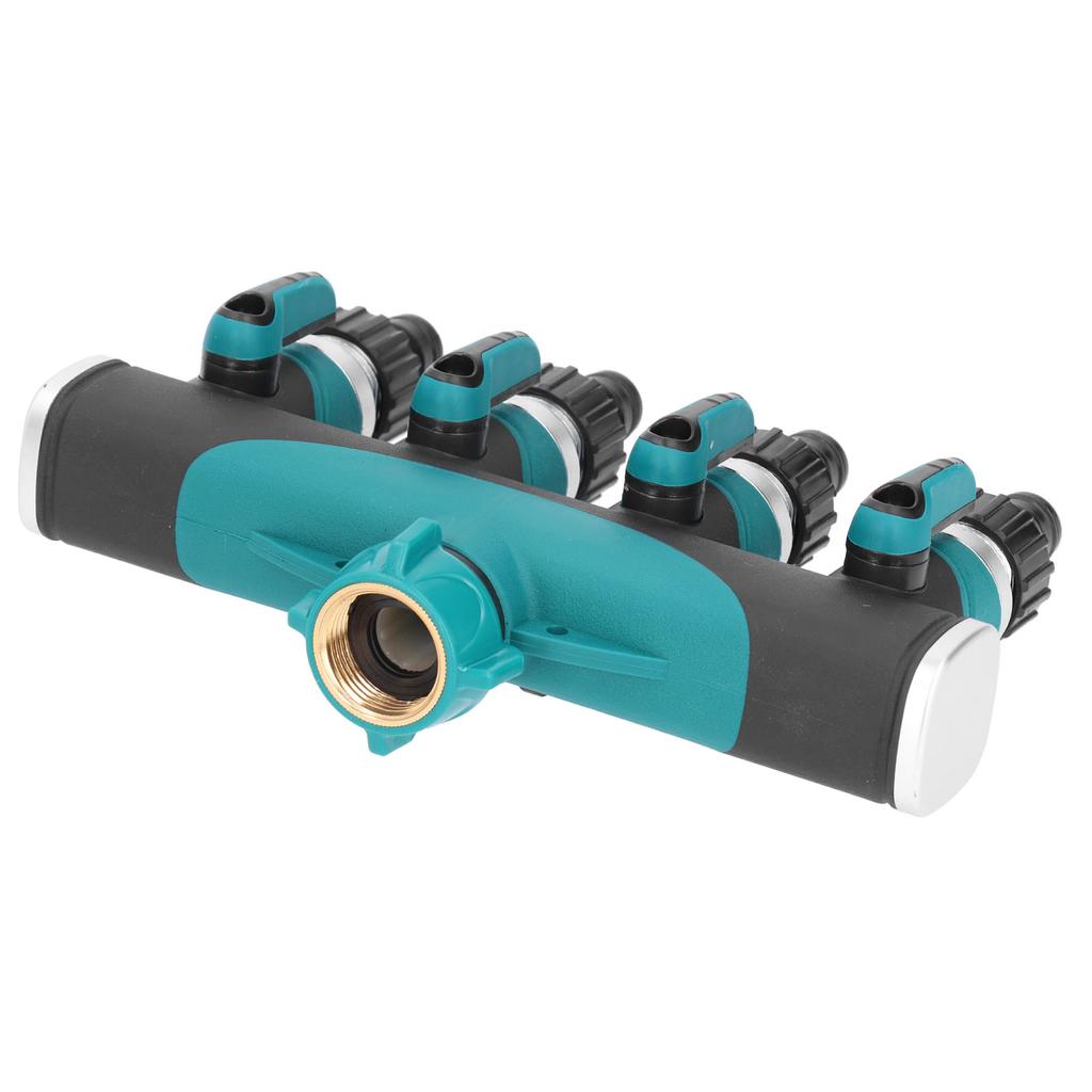 4 Way Hose Splitter Metal Valve Water Distribution Controller Connector Garden Lawns Product
