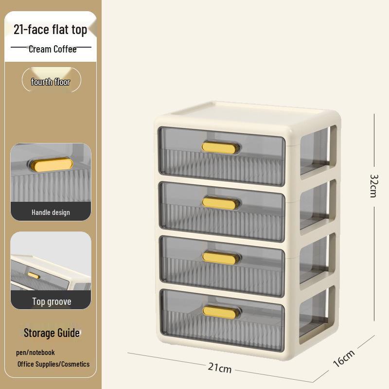 Multi-layer Desktop Organizer: Drawer-Type Storage Box for Office Supplies, Stationery, and Cosmetics