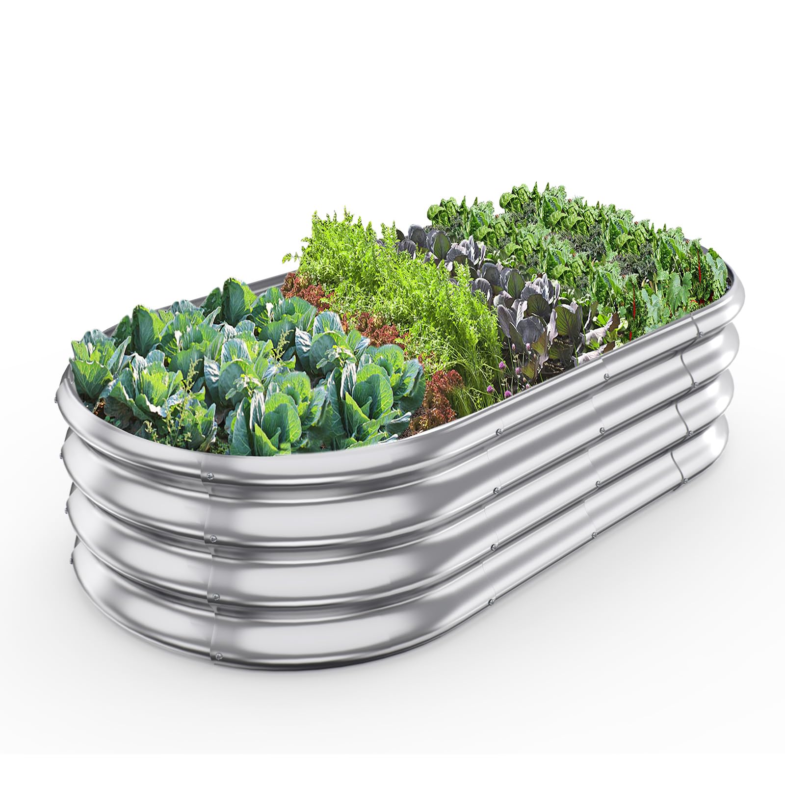 

DEWEL Поднятая грядка из оцинкованного металла, уличная грядка для цветов, грядка, ящик, без инструментов, для овощей, растений, (Серебристый, 120x60x28см)