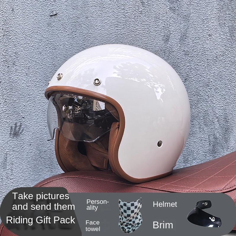 ORZ Motorcycle Helmet 3/4 Open Face Vintage Casco Moto Jet Scooter Bike Helmet Retro DOT approved Casque Motociclismo