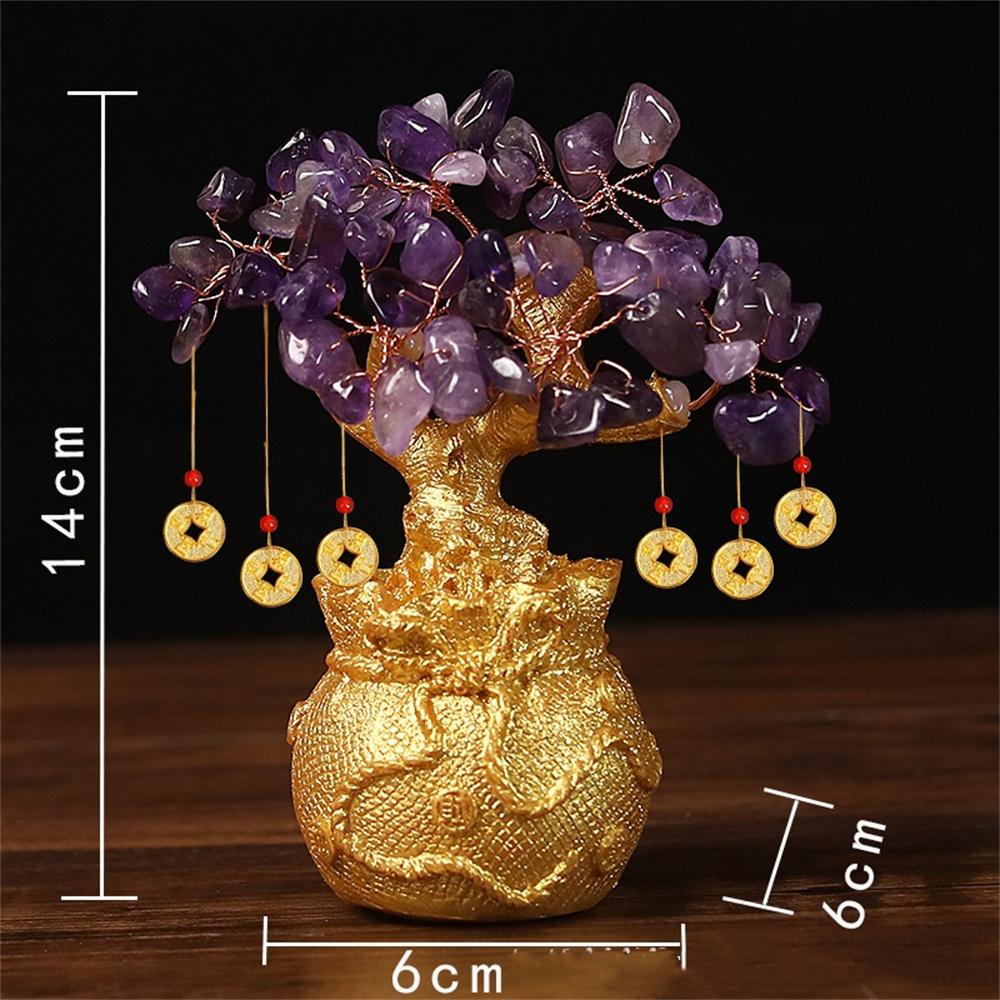 Árvore da sorte Riqueza Árvore de cristal amarelo Ornamentos de árvore de dinheiro natural Estilo Bonsai Riqueza Sorte Feng Shui Ornamentos Artesanato