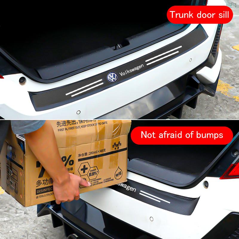 rsq1 New Car Door Sill Plate Sticker Anti-scratch Strip Trunk Protection Decals For VW Beetle Polo Touran Golf Passat Bora Jetta