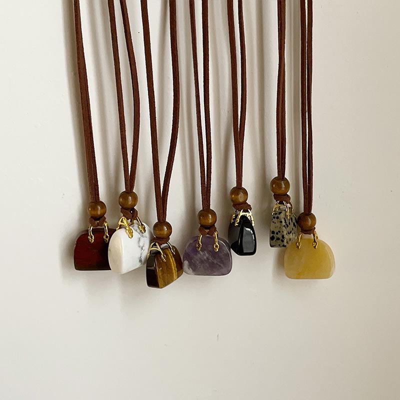 Women's Tiger's Eye Stone Pendant Necklace - Autumn/Winter Fashion Choker & Sweater Chain