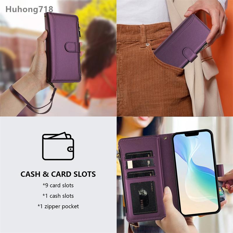 Zipper Leather Case For Iphone SE 2 3 4 2020 2022 2024 X XS XR 6 6S 7 8 Plus 11 12 Mini Pro Max Wallet Cover Casing