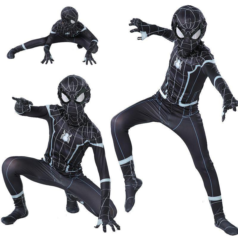 Stunning Black Spider-man Homecoming Cosplay Costume With Breathable Material For Kids And Adults