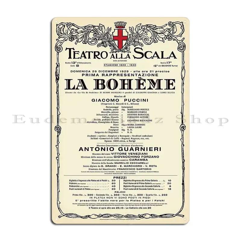 Vintage Style La Scala La Boh%C3%A8me Opera Poster Metal Plaque Poster Club Pub Wall Decor Printing Pub Tin Sign Poster 20X30CM