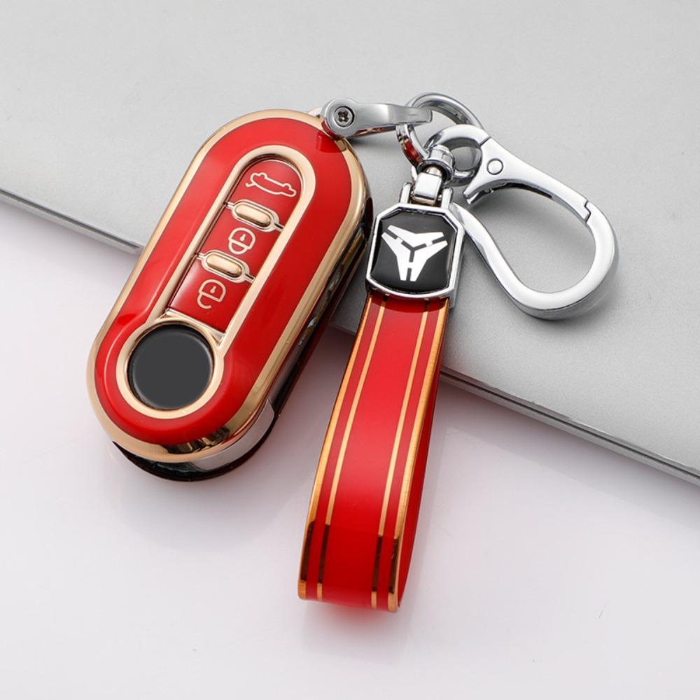 Schlüsselhülle mit goldenem Rand für Fiat 500 Bravo Iveco Daily Autoschlüssel Schutzhülle