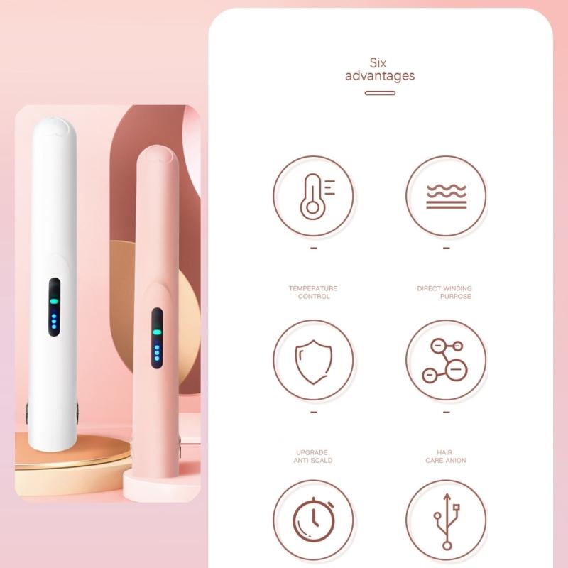 Portable Hair Styling Iron with Rapid Heating Technology Curling and Straightening for Various Hair Types ABS Texture