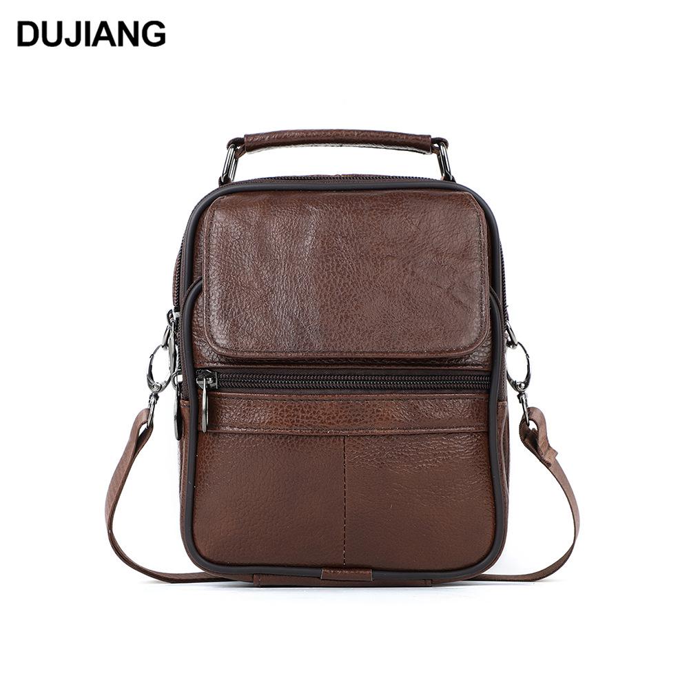 Top Grain Cowhide Vintage Men's Crossbody Leather Bag - Vertical Casual Shoulder Bag, Portable and Multifunctional