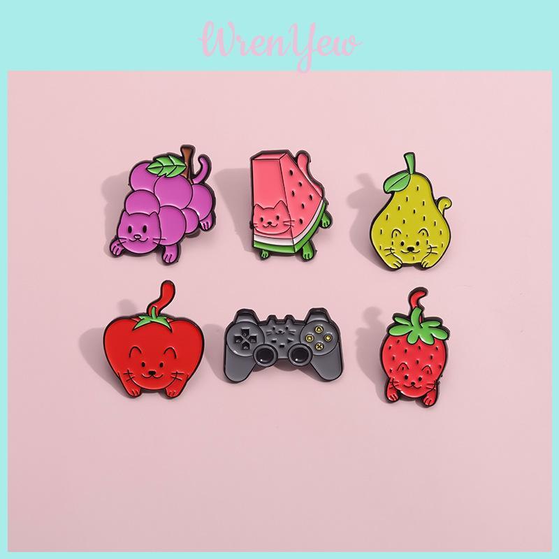 Charming Cute Cartoon Fruit Brooches Featuring Adorable Strawberry Watermelon Grape Designs
