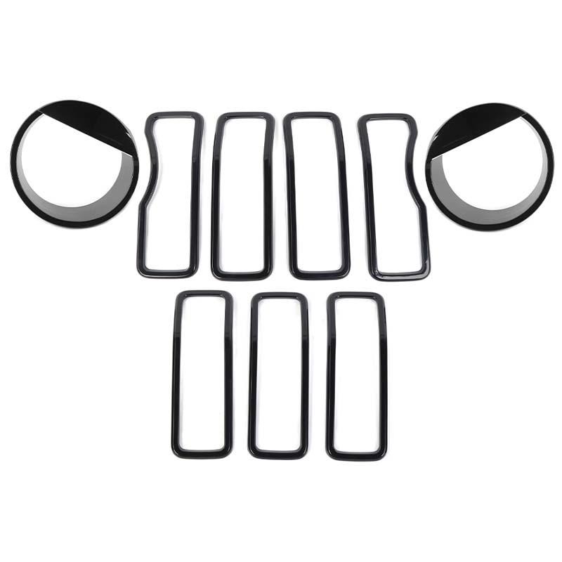 

Car Front Hood Grille Ring Cover Headlight Circle Protective Sticker For Jeep Wrangler JL For JT Gladiator 2024 Up Car Exterior Accessories чёрный