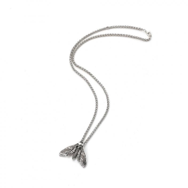 Vintage Wikinger Totenkopf Motte Anhänger Halskette - Gothic Party Accessoire