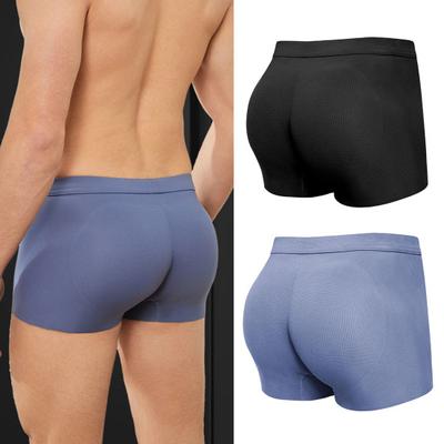 Fake Ass Underwear 3D Design Traceless Effect Mid-rise Solid Color Boxer Underwear U-convex Ergonomic