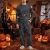 Men's Halloween Pajama Set Long Sleeve Long Pants with Crotch Buttons and Elastic Drawstring Waist
