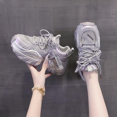 2025 Summer New Mesh Breathable Casual Shoes Korean Version of Thin Air Cushion Bottom Light Sports Running Dad Shoes Girl