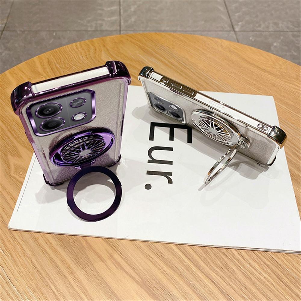 Shockproof Phone Case For Xiaomi Redmi Note 14 Pro Plus 14C 4G 5G 14T POCO X7 Pro Rotate Gyroscope Stand Gradient Glitter Cover