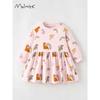 Girls' Dress 2025 Spring & Fall New Style Kidsren's Long-Sleeved Floral Skirt Baby Fashionable Princess Dress Pure Cotton Kidsren's Clothing