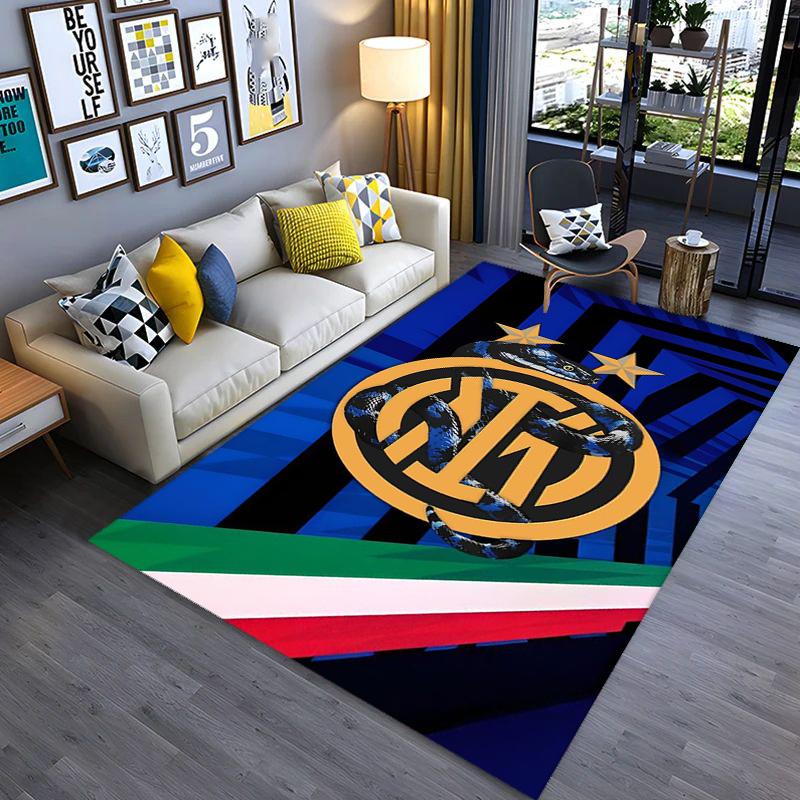 Tappeto con Stemma Inter Milan Stampa Artistica Adatto a Tutte le Stagioni Arte Moda Decorazione per Dormitorio