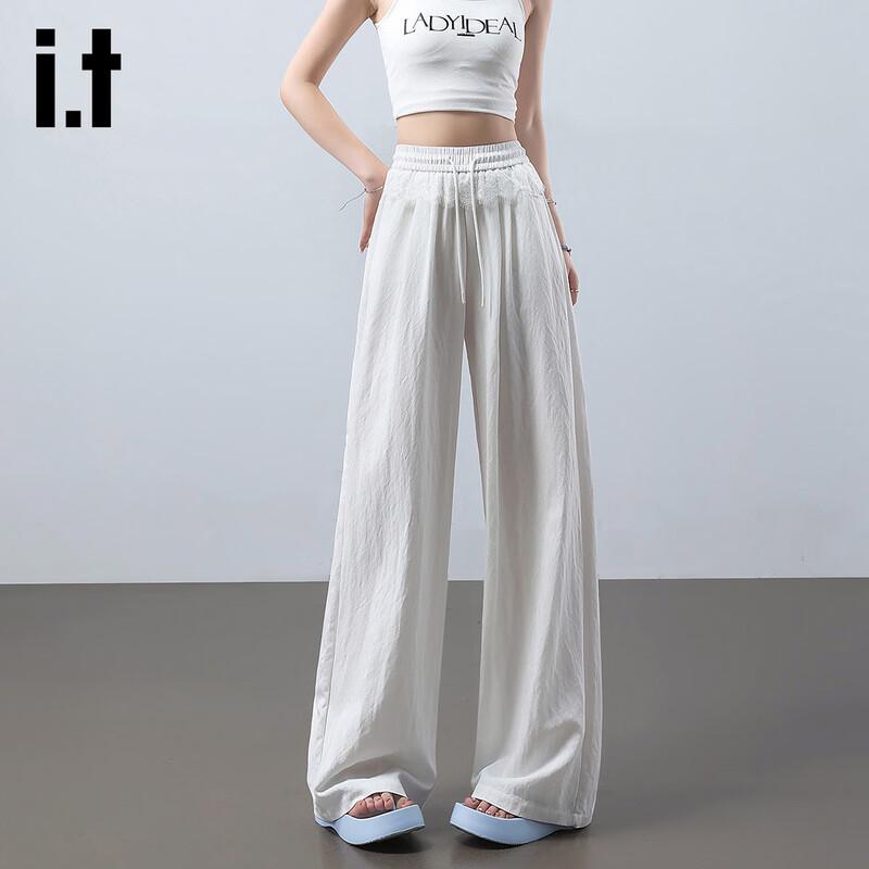 izzue it Женские брюки с высокой талией и кружевной отделкой, широкие L