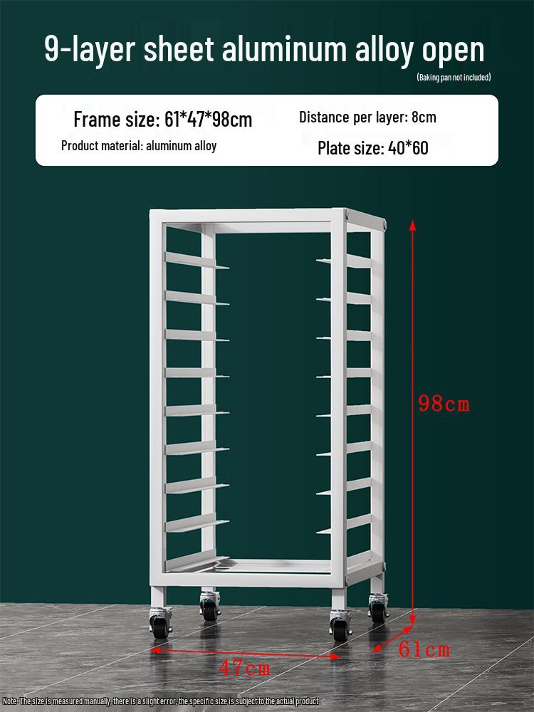 Stainless Steel Baking Tray Trolley: Multi-Tier Rack for Bread, Cake, and Oven Sheets.