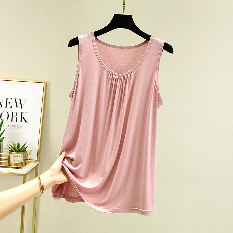 Damen Modal Camisole in großen Größen: Sommer Ärmelloses Locker sitzendes Oberteil im T-Shirt-Stil, Große Größe