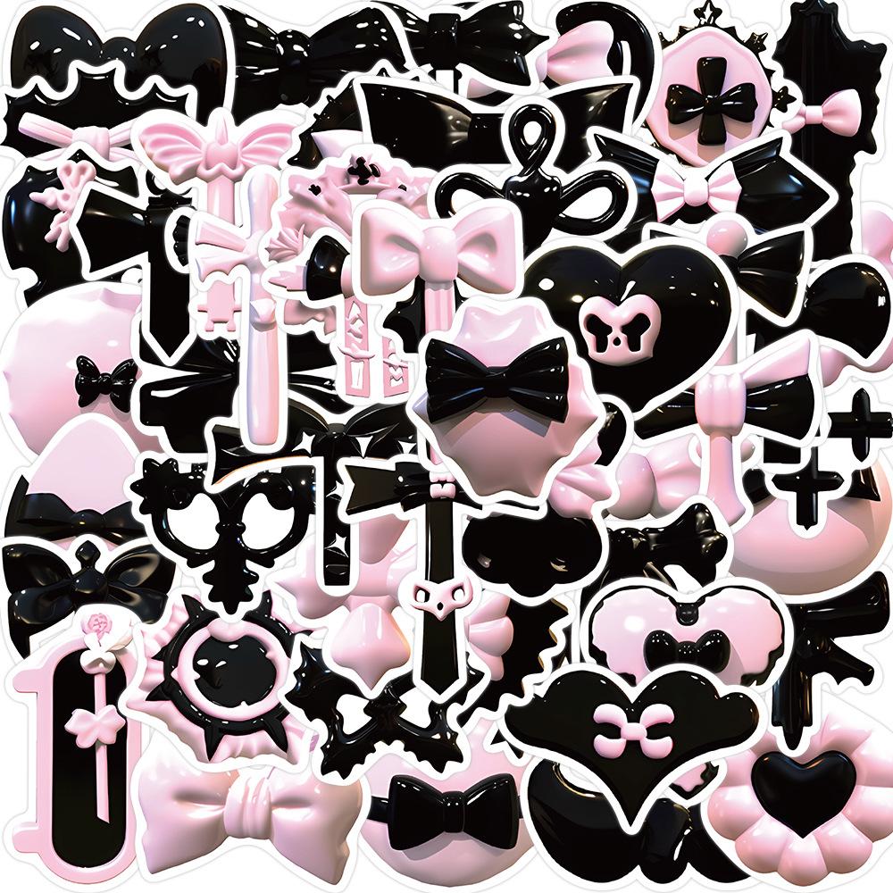 50 Black Powder 3D Graffiti Stickers Decorate Guitar Notebook Suitcase DIY Waterproof Girl Stickers