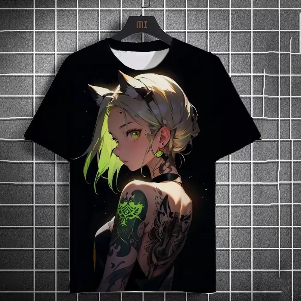 Summer Men's T-shirt Japanese Anime Tattoo 3D Print Tshirt Men Women Fashion Short Sleeve Oversized T Shirt Mens Clothing Sexy