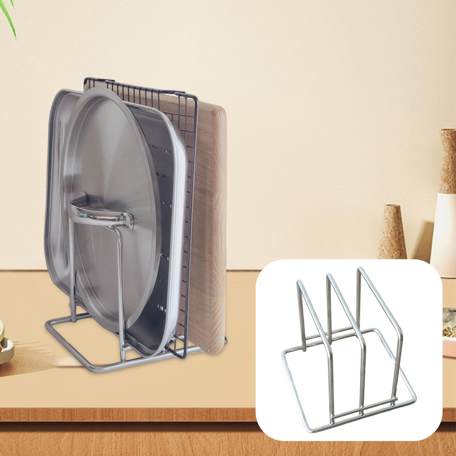 

Подставка для разделочных досок из нержавеющей стали с 2 слотами 6,3x6,1x5,5 дюйма Профессиональная прочная для крышек и подносов