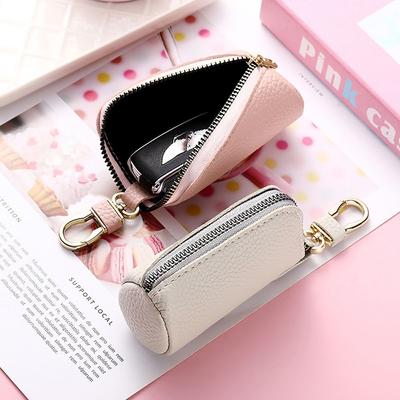 Fashionable Leather Car Keychain Pouch Zipper Car Accessory Mini Keys Bags Keybag Lipstick Holder For Women Man