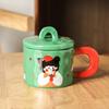 Retro Girl Mug with Lid Girl High Looking Ceramic Cup Creative Water Cup Office Coffee Breakfast Cup