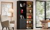 LED Display Cabinet 80 X 40 X 160 Cm - Bookcase with Tempered Glass Door and LED Lighting, 3 Drawers and 3 Open Compartments, Multicolor LEDs