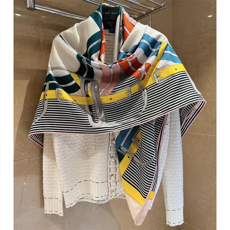 NINA SOLOR Horse Bit Lock Ring Lamb Wool Square Scarf