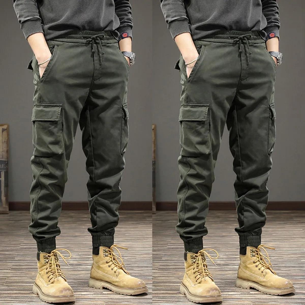 

Мужские брюки, плотные водонепроницаемые флисовые брюки-карго, мужские зимние уличные брюки с несколькими карманами, свободные прямые брюки-комбинезон S