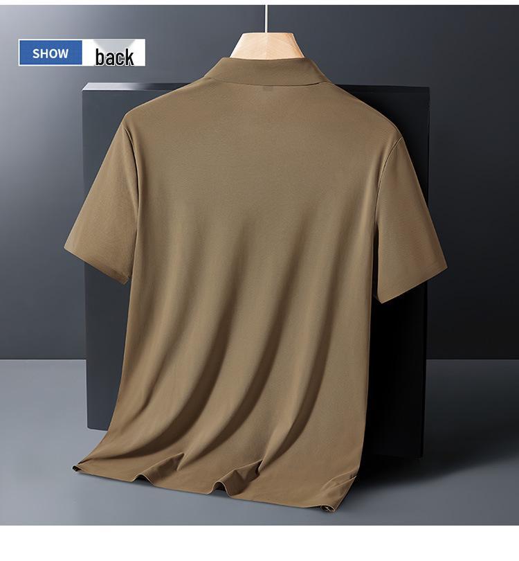 Ice Silk Men's Stretch Polo Shirt: Summer Lightweight, High-End Business Casual, Short Sleeve, Turn-Down Collar