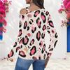 Women Plus Size Camouflage Print Asymmetric Cutout Cold Shoulder Long Sleeve Fitted Top