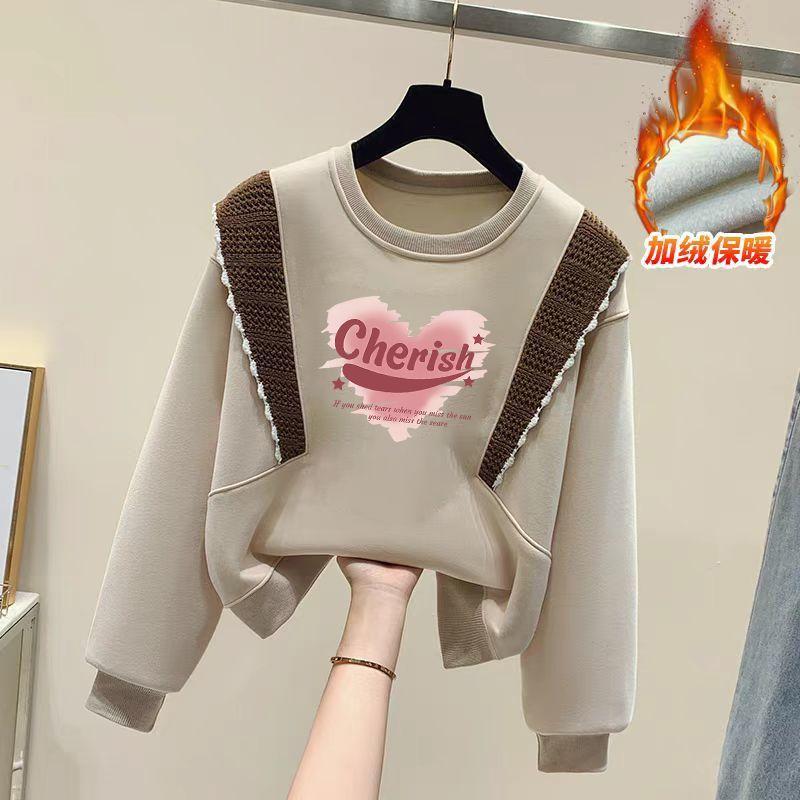 Children's Casual Graffiti Love Hoodie Autumn and Winter Girls' Ruffled Long-sleeved Coat