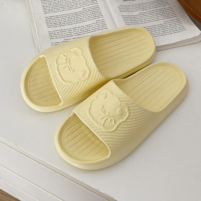 

EVA шлепанцы женские летние модные для улицы парные полосатые на толстой подошве легкие шлепанцы на одно слово для ванной комнаты с мягкой подошвой прохладные шлепанцы женские 44-45 [One size smaller] жёлтый