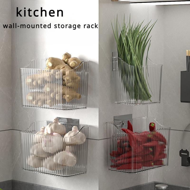 Organizer Bins Wall Mounted Floating Shelves Fridge Organizer Stackable Clear Plastic Storage Bins for Kitchen, Bathroom