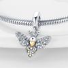 Copper Authentic Charm Bead Charms Pink Butterfly Flowers Yellow Zircon Fireflies Bees Bead Charms Compatible With Bracelets Women Jewellery Making Di