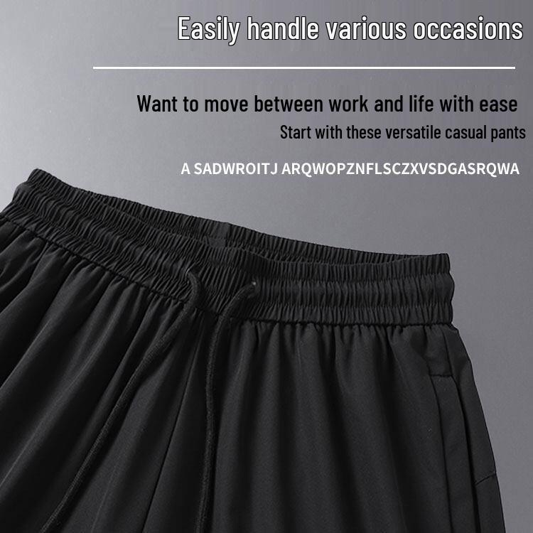 Men's Ice Silk Quick-Dry Joggers: Casual, Breathable, Elastic Sports Pants for Running