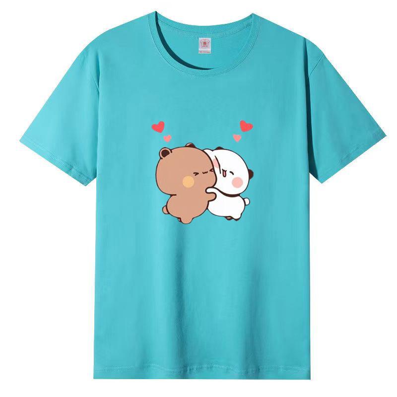 Women Panda Bear Cartoon T Shirt Cute Tshirts Cotton Short Sleeve Girls Print Tees O-Neck Kawaii Tops Casual